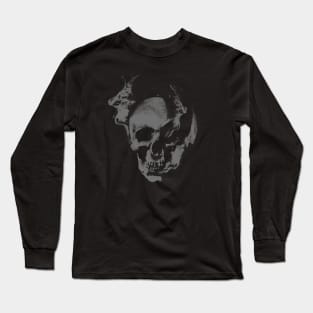 Burning Skull Black Flame Long Sleeve T-Shirt